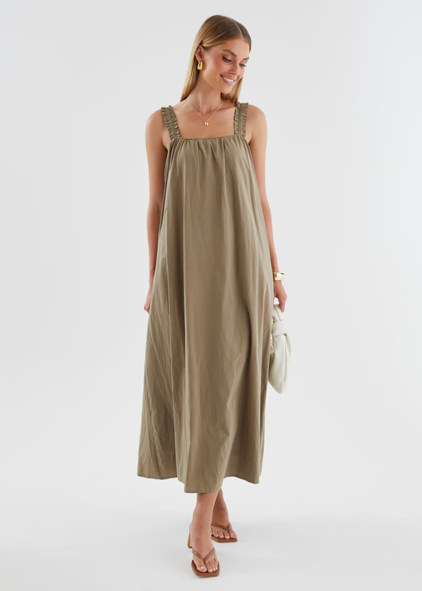 Woodstock Maxi Dress - Khaki - Image 8