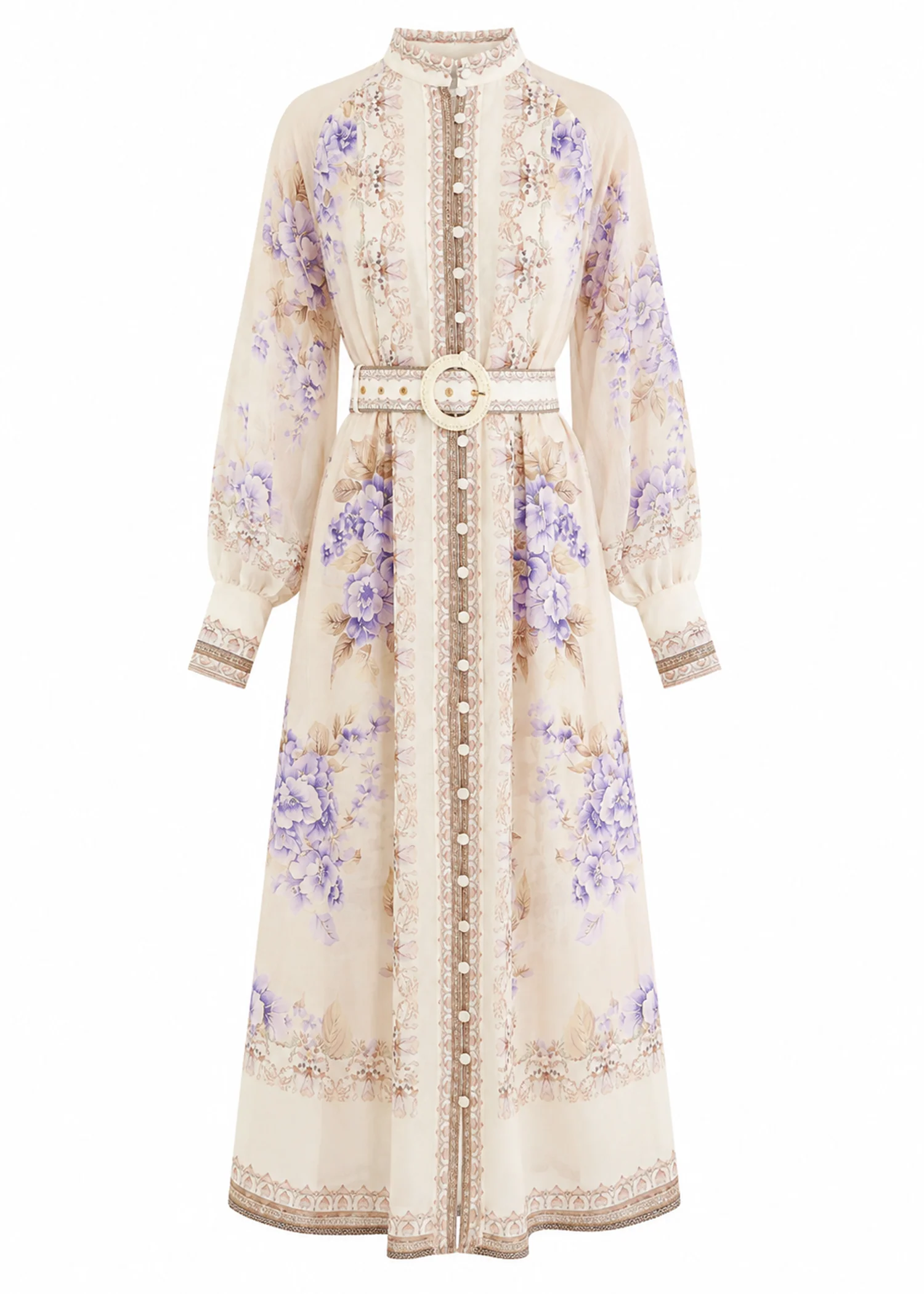 Wynta Midi Dress with Belt - Wisteria Bloom - Image 4