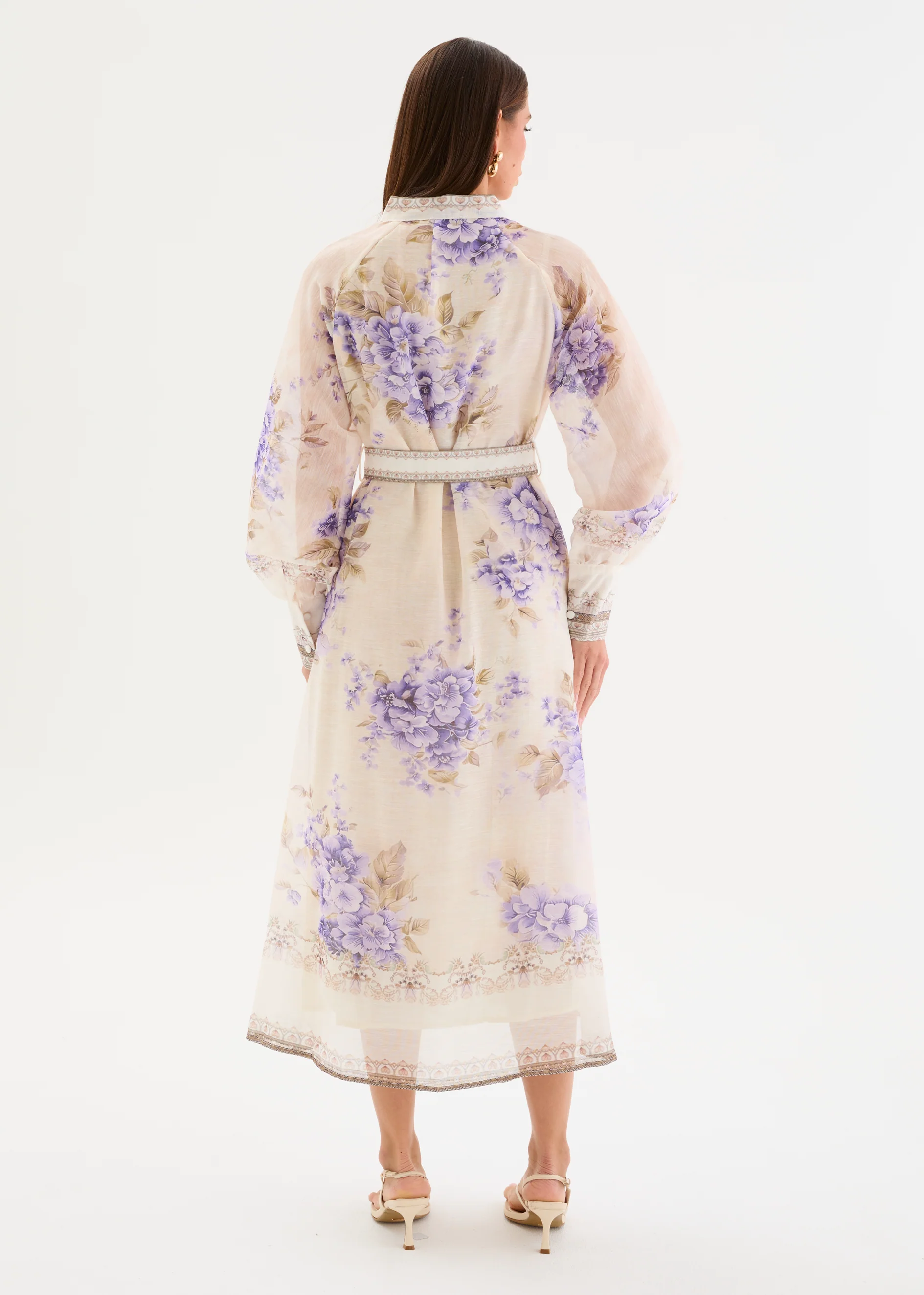 Wynta Midi Dress with Belt - Wisteria Bloom - Image 8