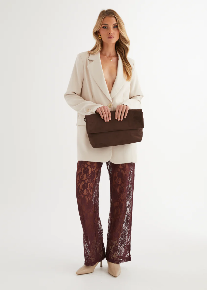 Wynter Lace Pants - Burgundy - Image 3