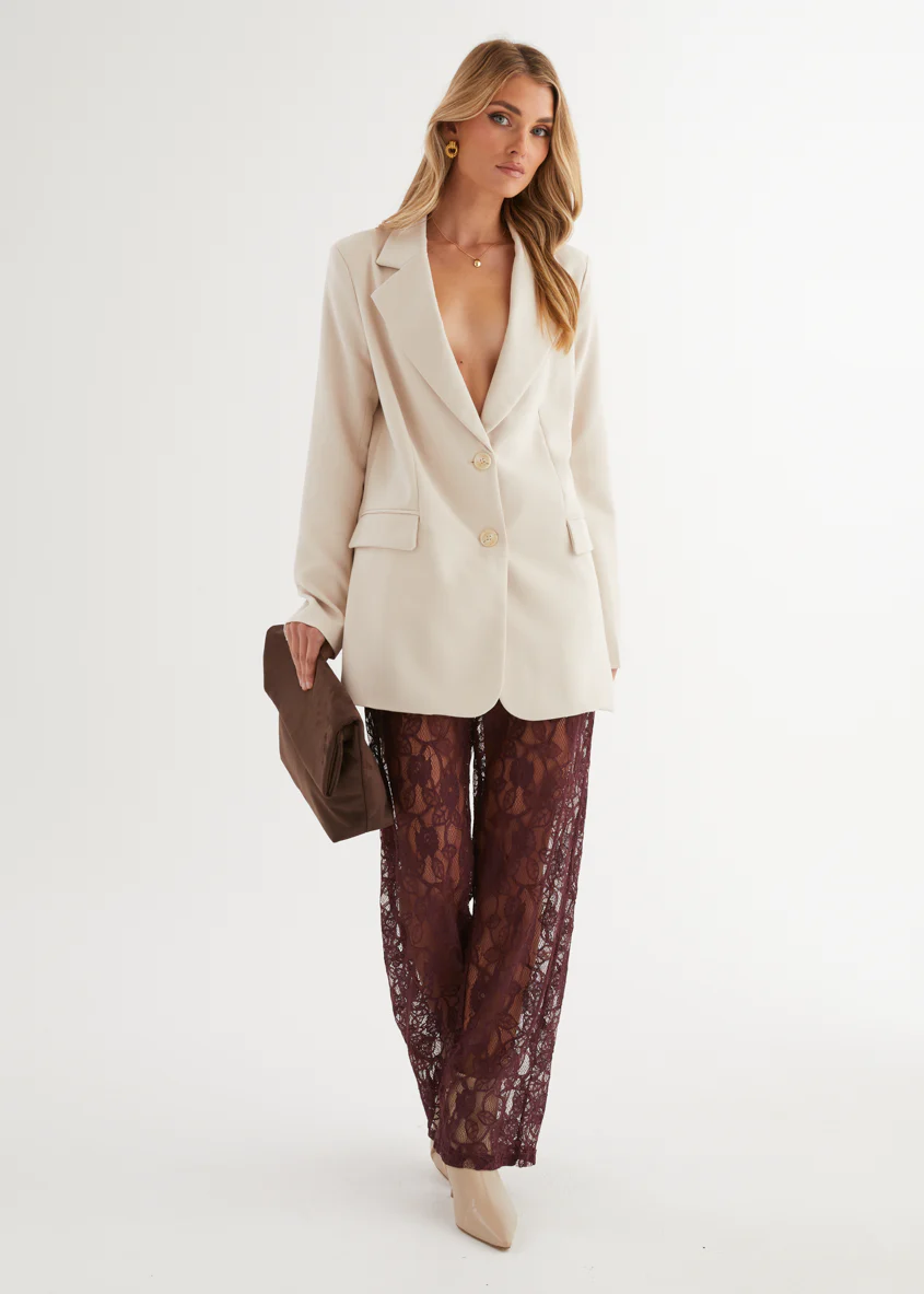Wynter Lace Pants - Burgundy - Image 4
