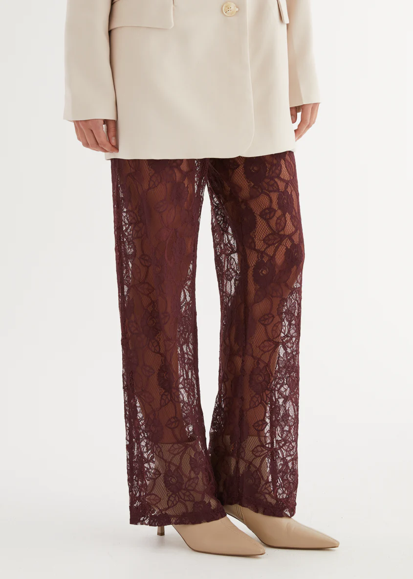 Wynter Lace Pants - Burgundy - Image 9