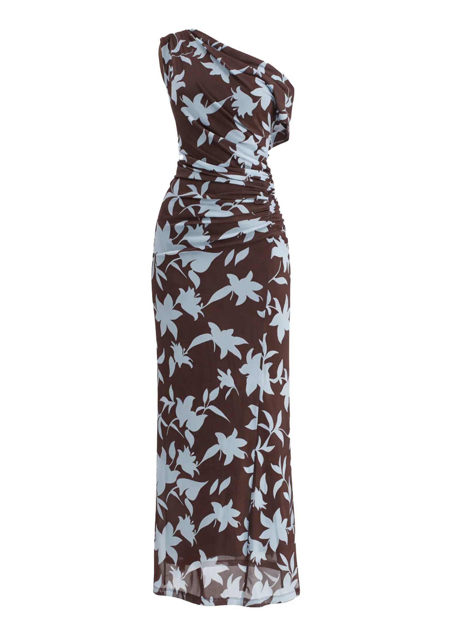 Xali Drop Shoulder Mesh Maxi Dress - Choc Blue Leaf - Image 2