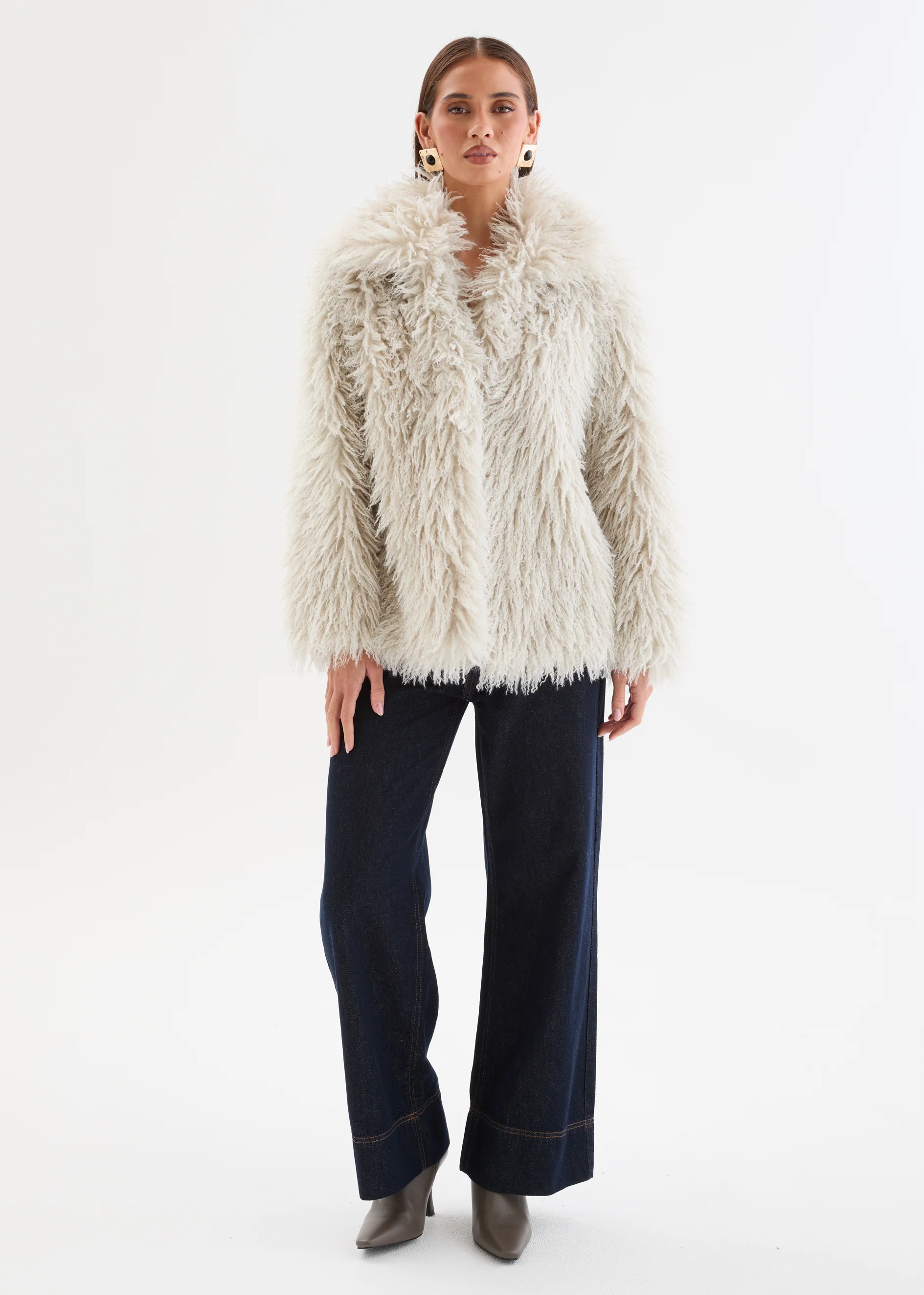 Xylia Fluffy Coat - Light Grey - Image 2