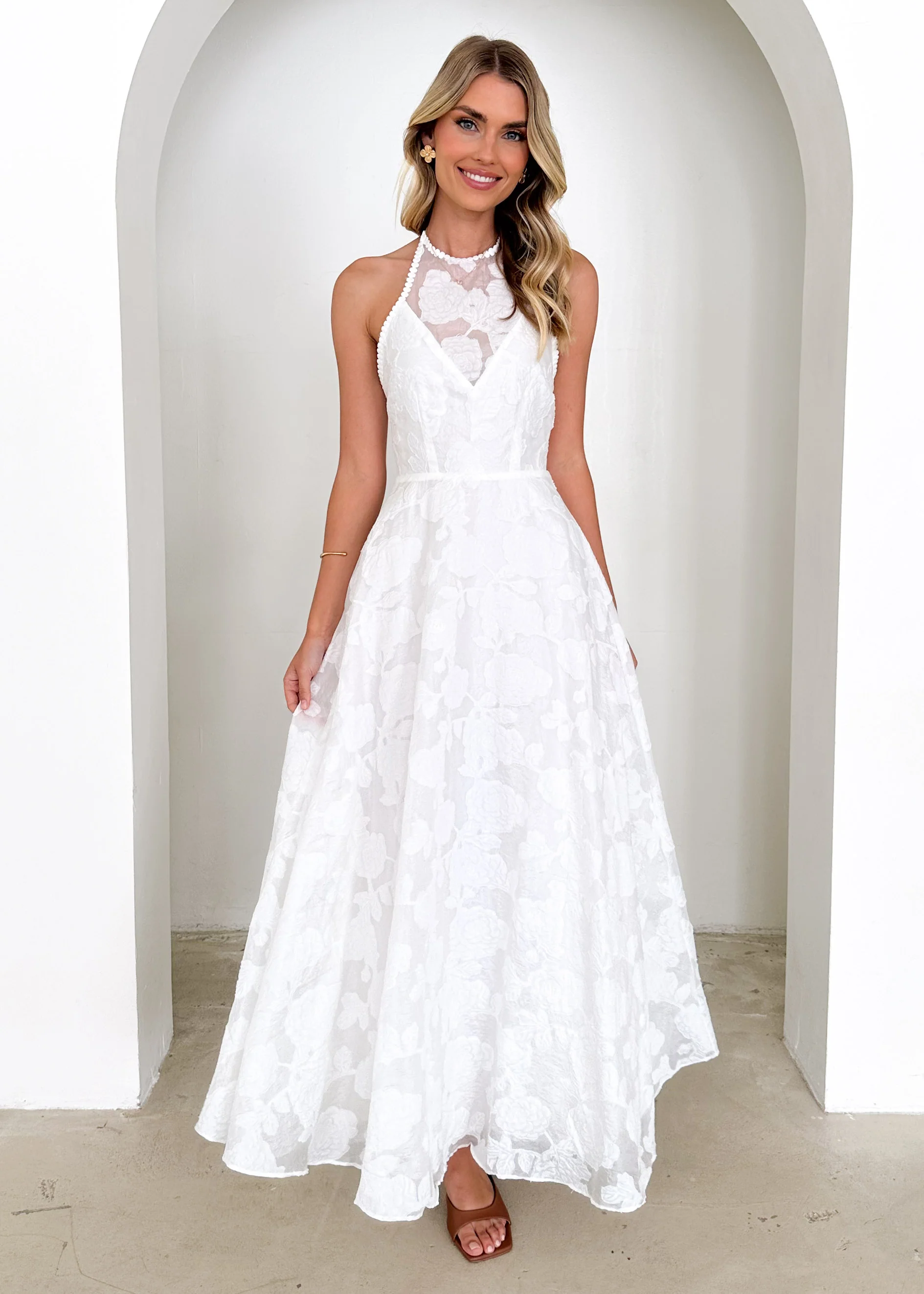 Yara Halter Maxi Dress - White Flowers - Image 8