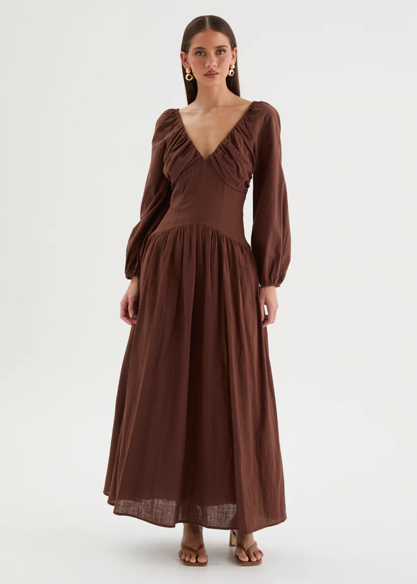 Yareli Maxi Dress - Chocolate - Image 2
