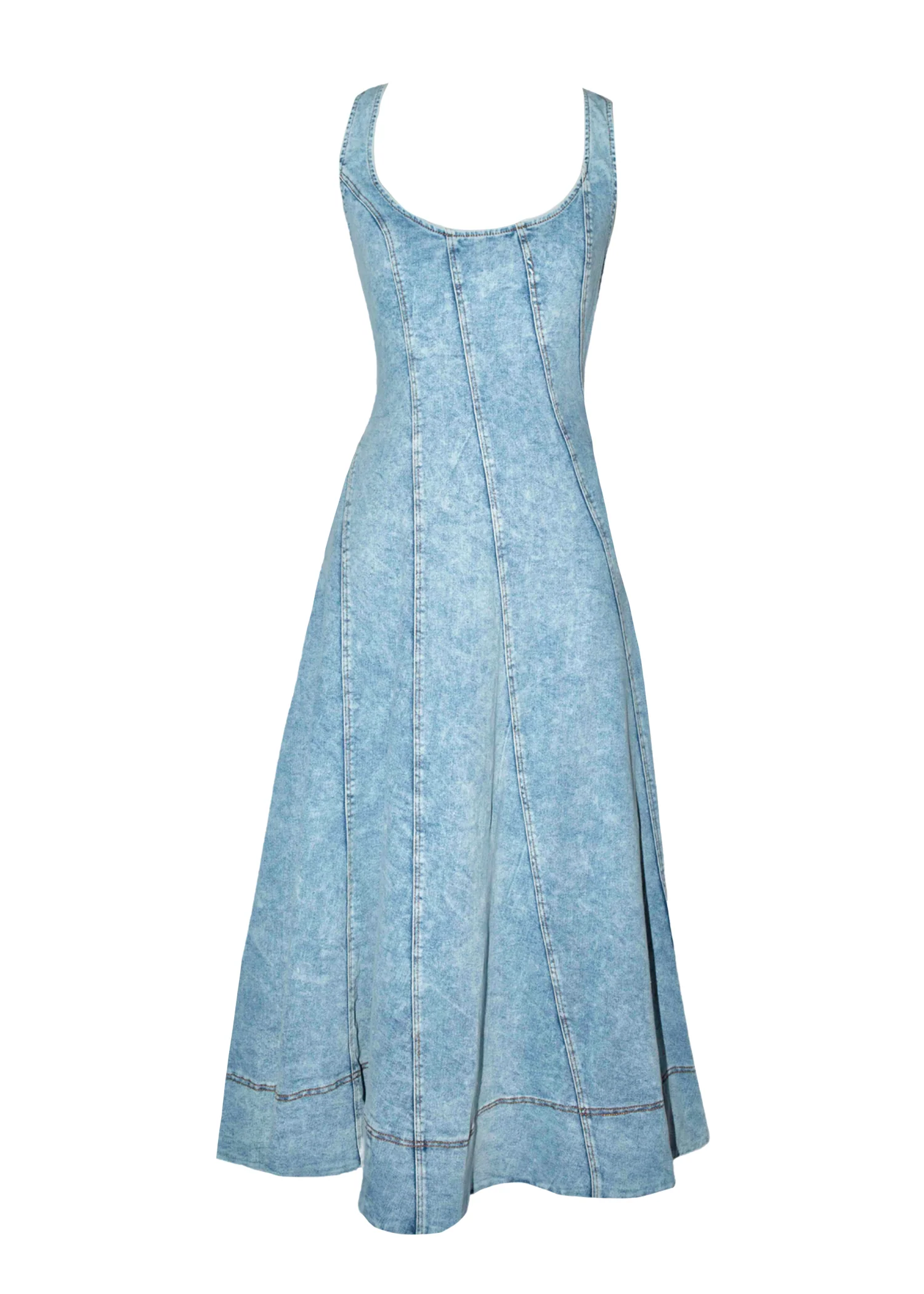 Yasmin Denim Midi Dress - Washed Blue - Image 2