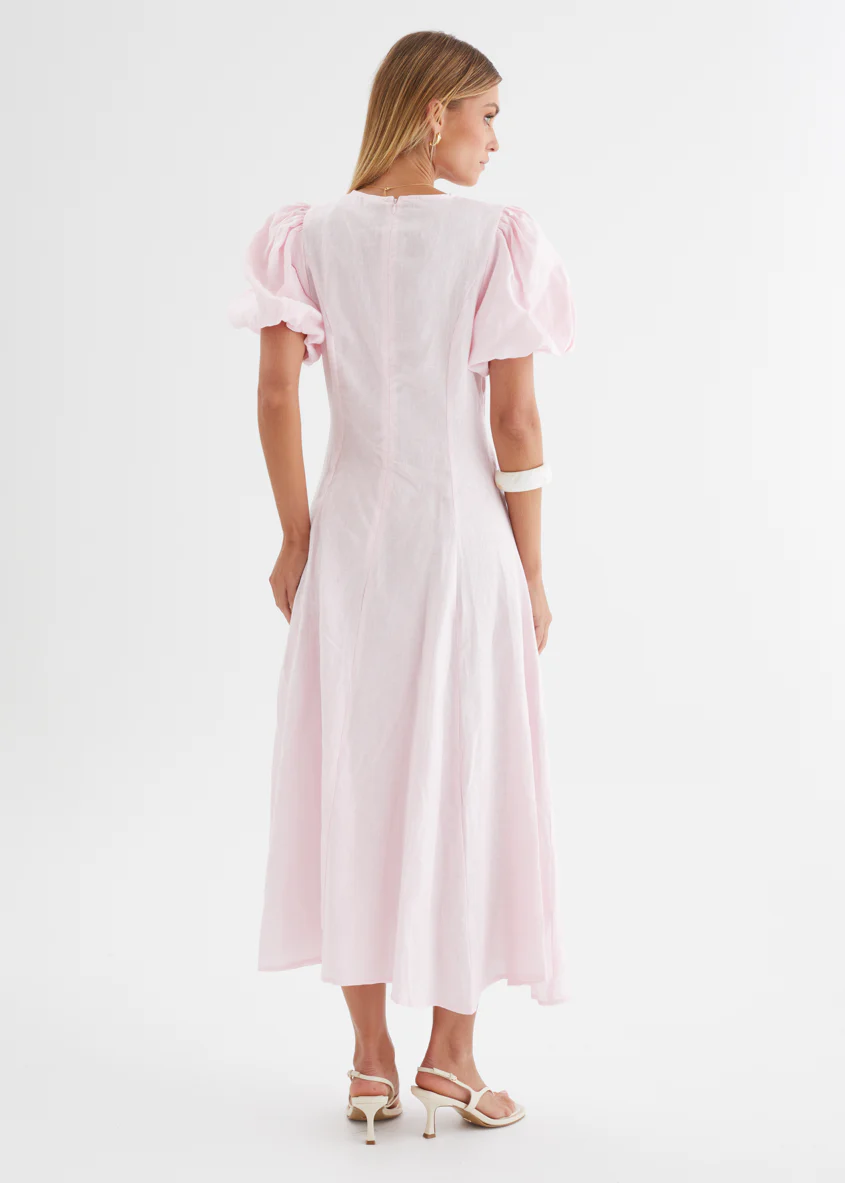 Yilkia Linen Midi Dress - Blush - Image 10