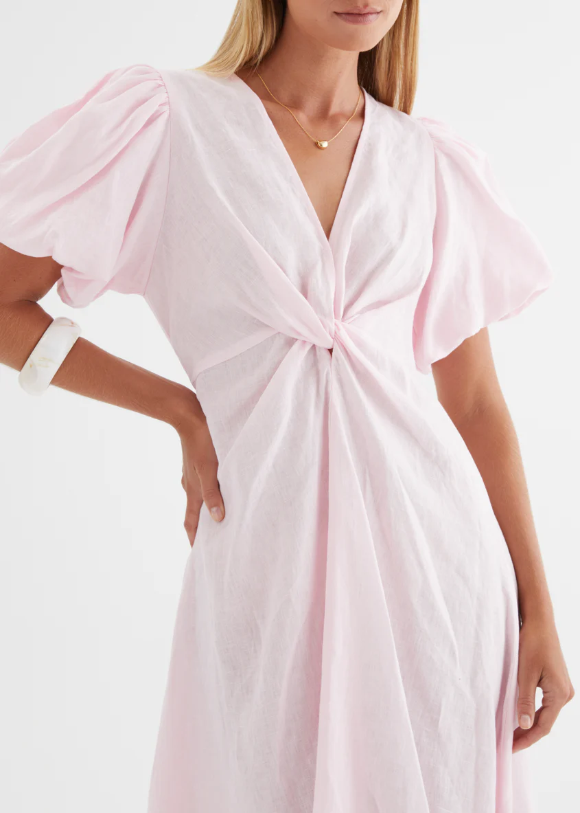 Yilkia Linen Midi Dress - Blush - Image 11