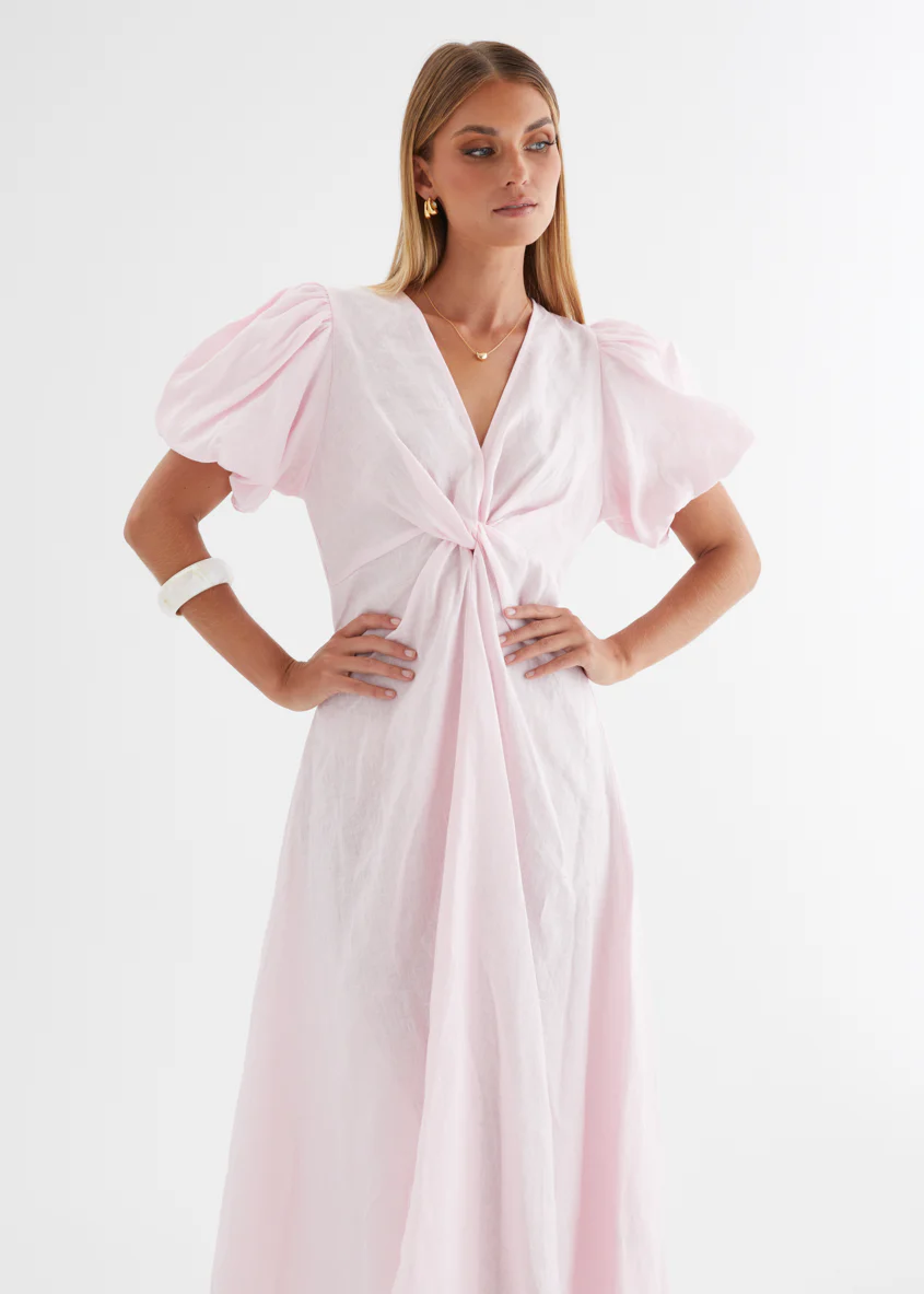 Yilkia Linen Midi Dress - Blush - Image 3