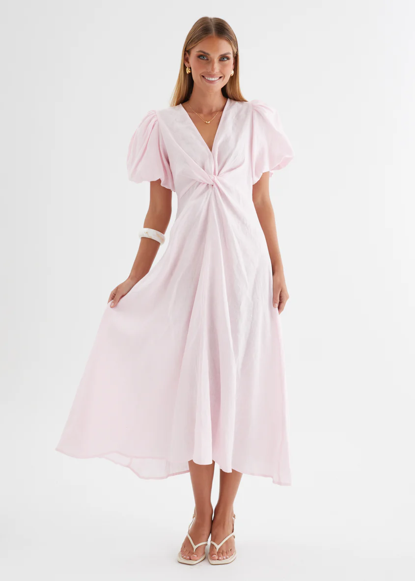 Yilkia Linen Midi Dress - Blush - Image 4