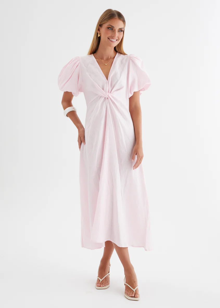 Yilkia Linen Midi Dress - Blush - Image 7