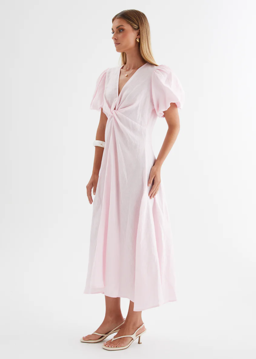 Yilkia Linen Midi Dress - Blush - Image 9