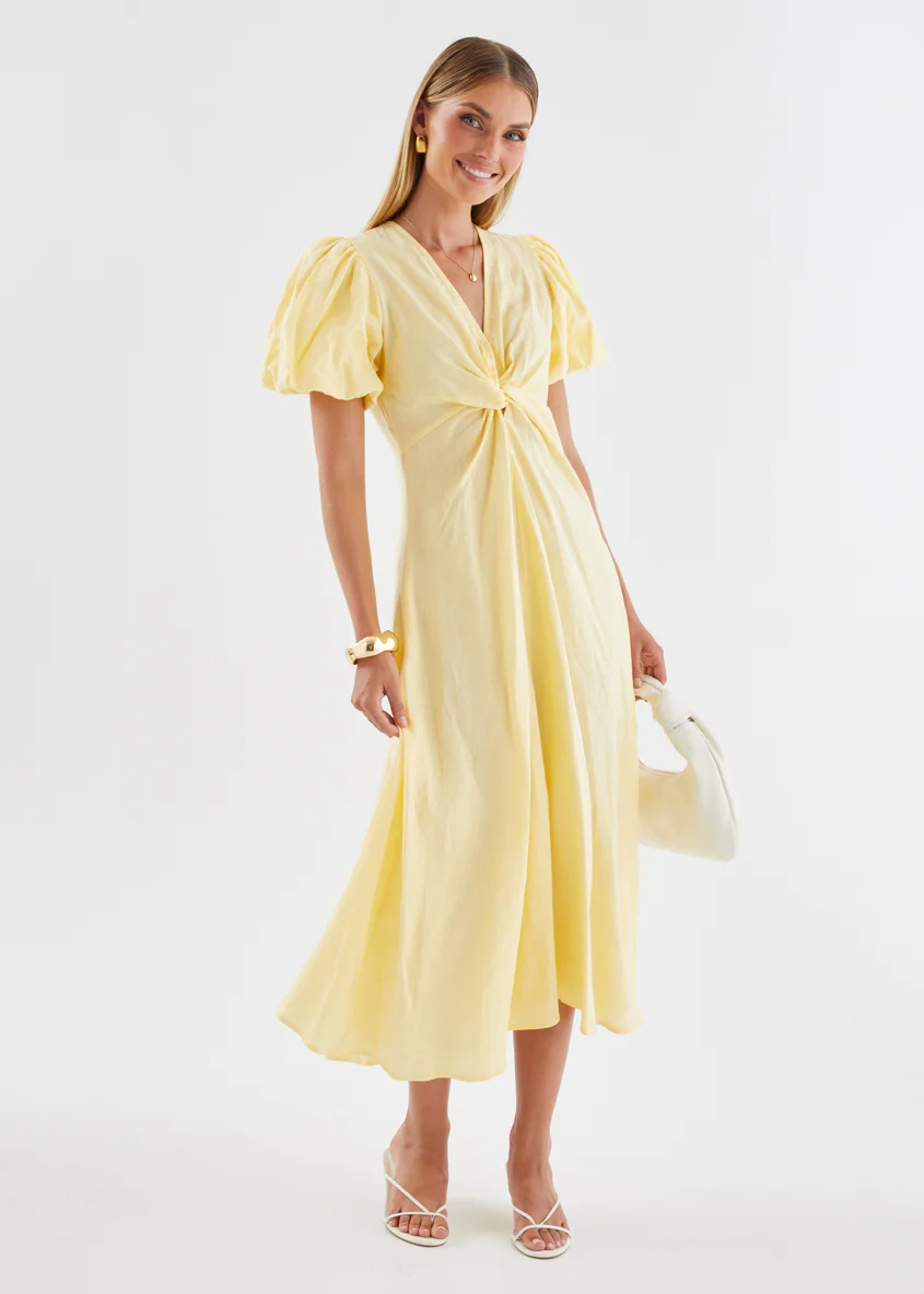 Yilkia Linen Midi Dress - Butter - Image 2
