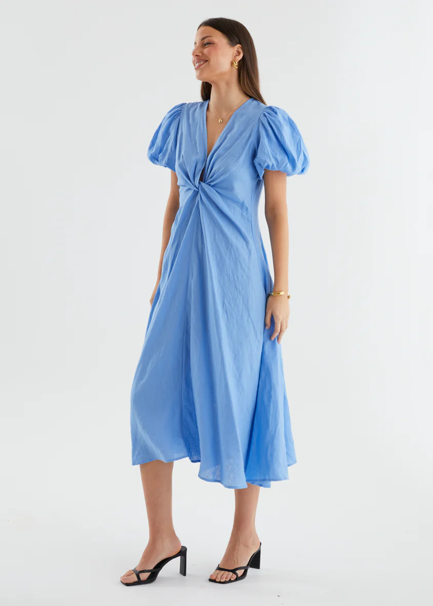 Yilkia Linen Midi Dress - Periwinkle - Image 6
