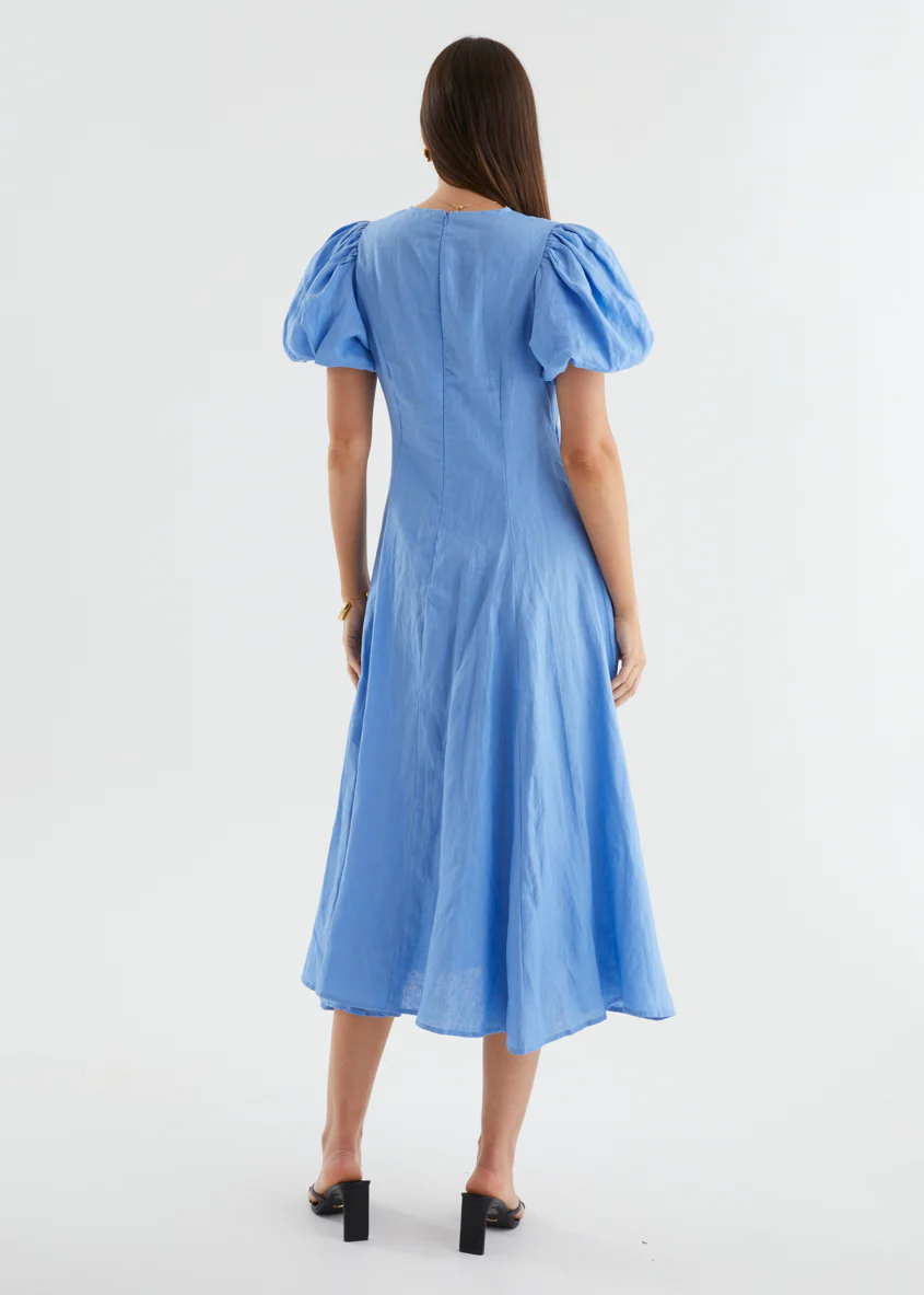 Yilkia Linen Midi Dress - Periwinkle - Image 7