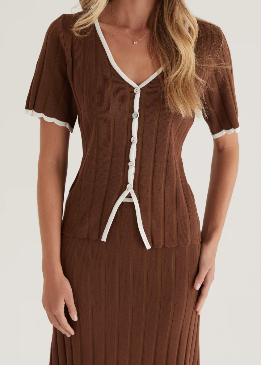 Yulia Knit Maxi Skirt - Chocolate - Image 11