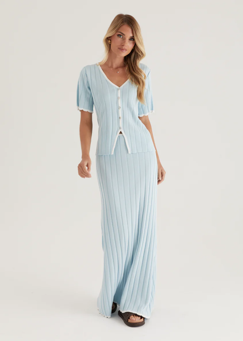 Yulia Knit Maxi Skirt - Sky Blue - Image 5