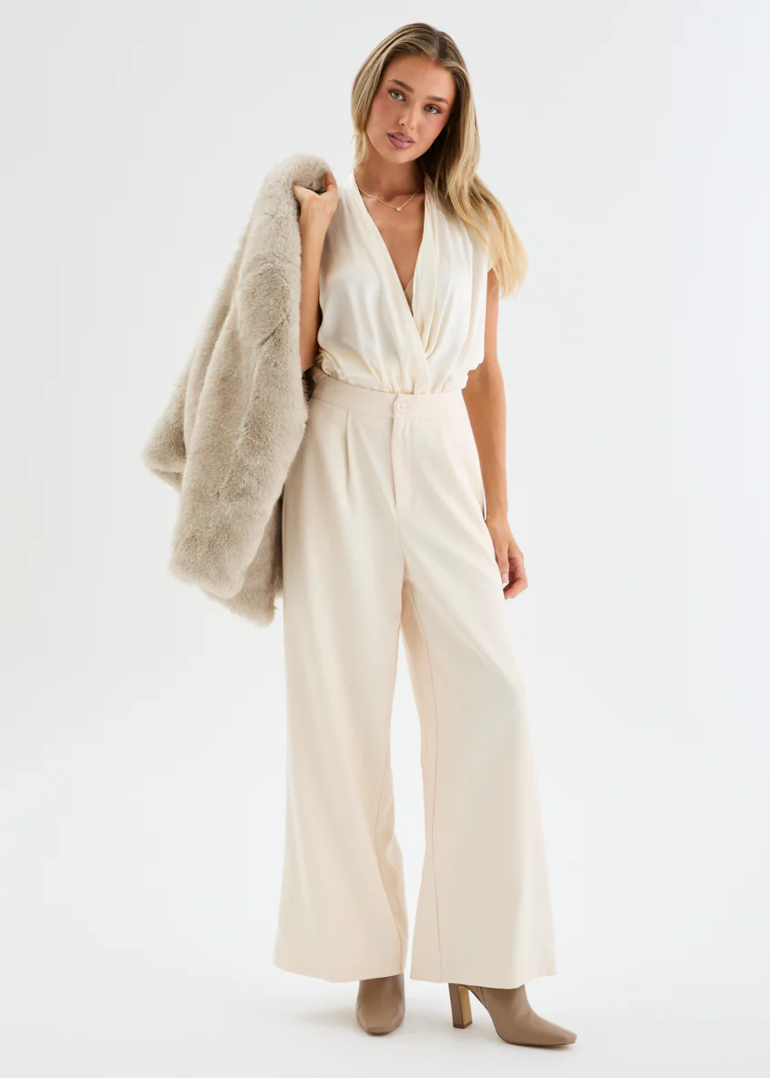 Zafira Faux Fur Coat - Light Grey - Image 3