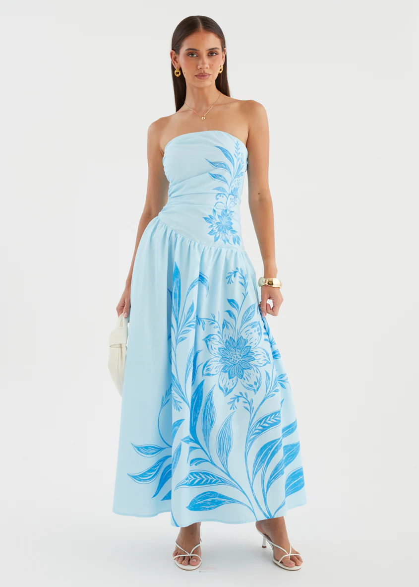Zahley Strapless Maxi Dress - Blue Bloom - Image 2