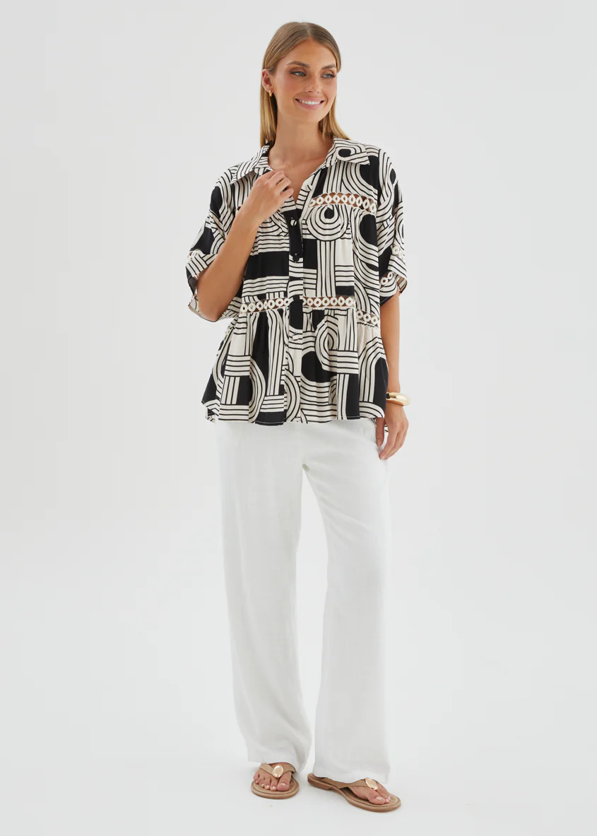 Zahra Shirt - Black Abstract - Image 2