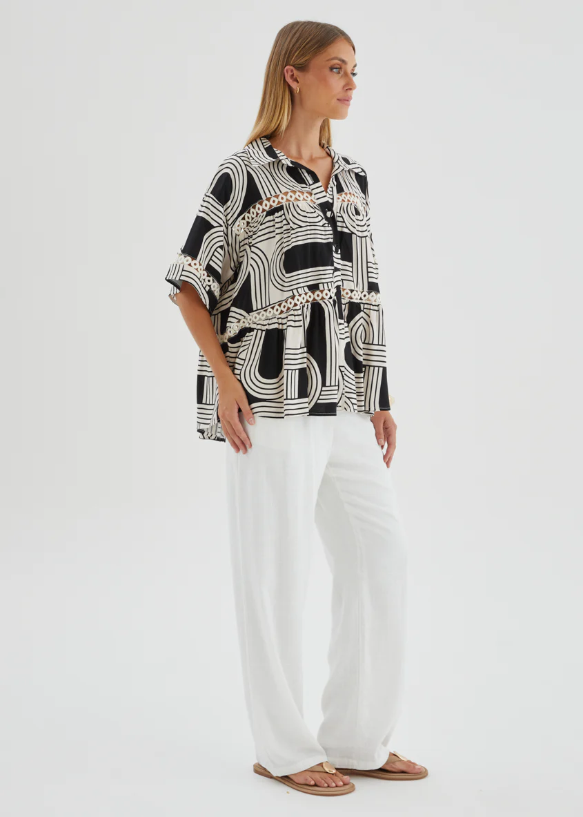 Zahra Shirt - Black Abstract - Image 6