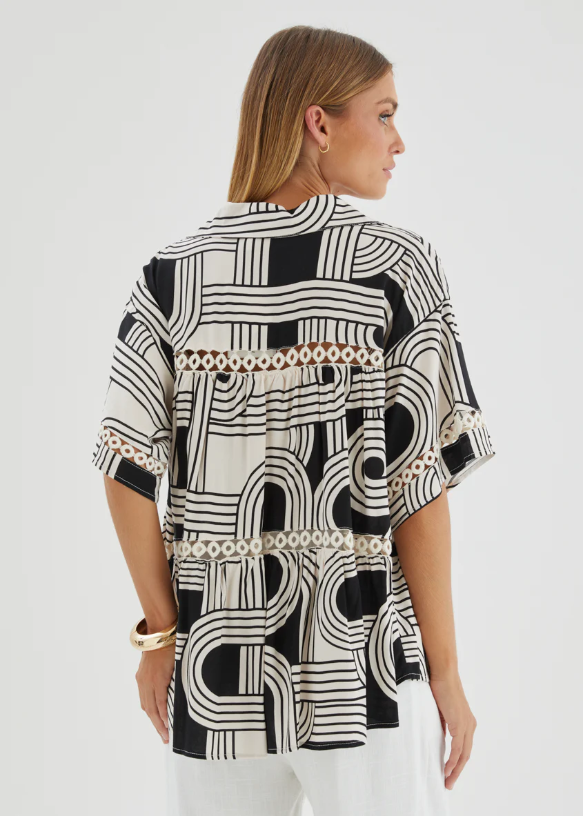 Zahra Shirt - Black Abstract - Image 8