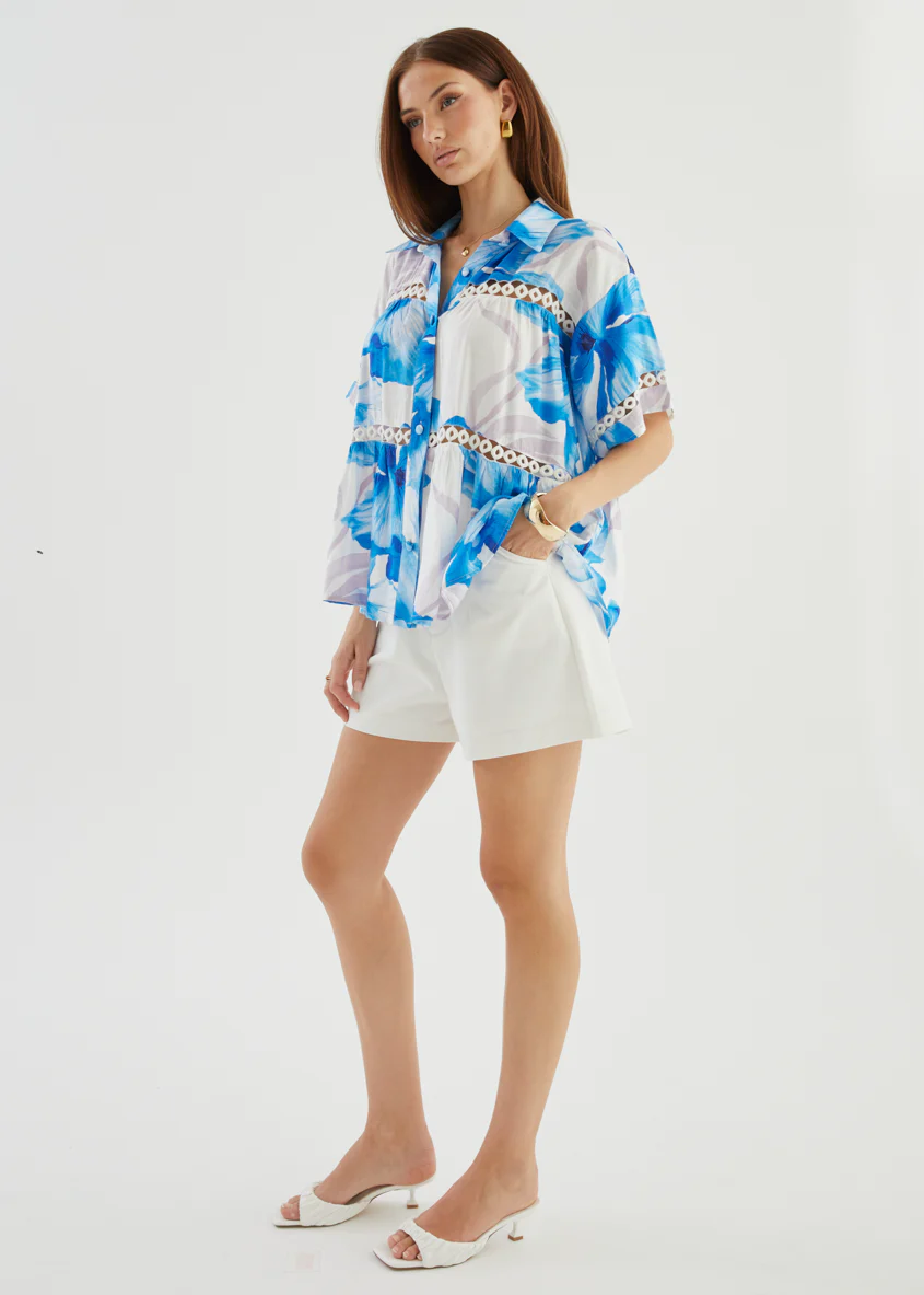 Zahra Shirt - Blue Flowers - Image 13