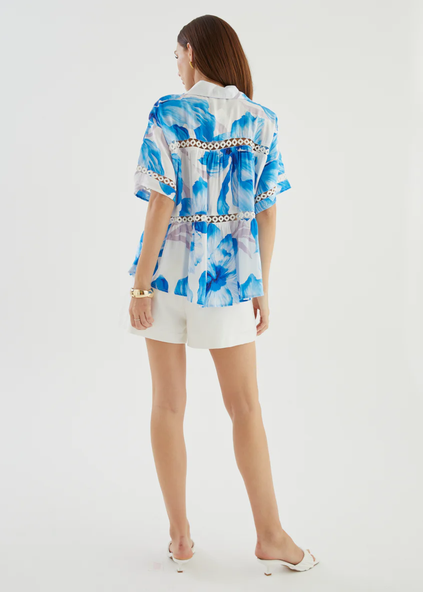 Zahra Shirt - Blue Flowers - Image 14