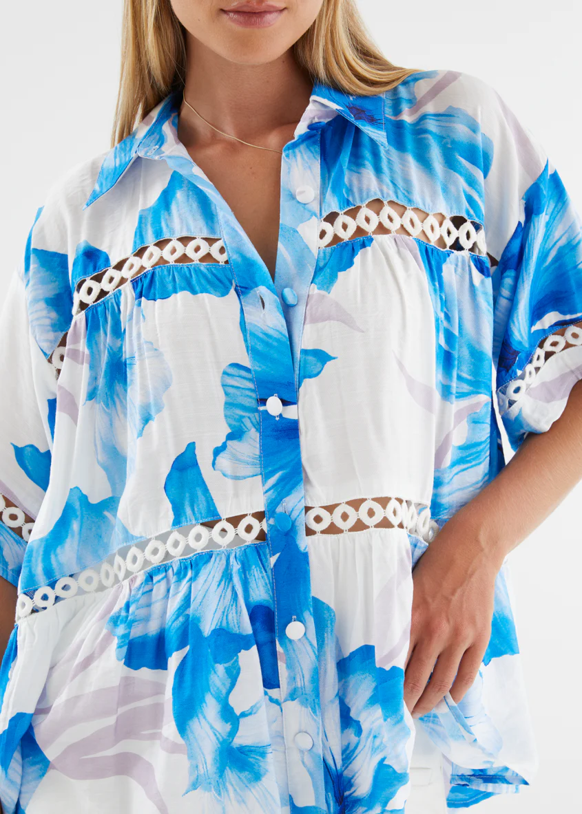 Zahra Shirt - Blue Flowers - Image 8