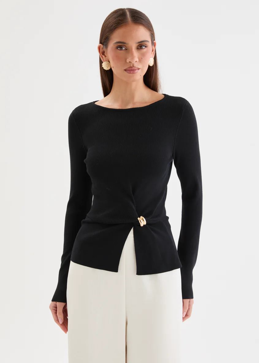 Zalika Knit Top - Black - Image 3
