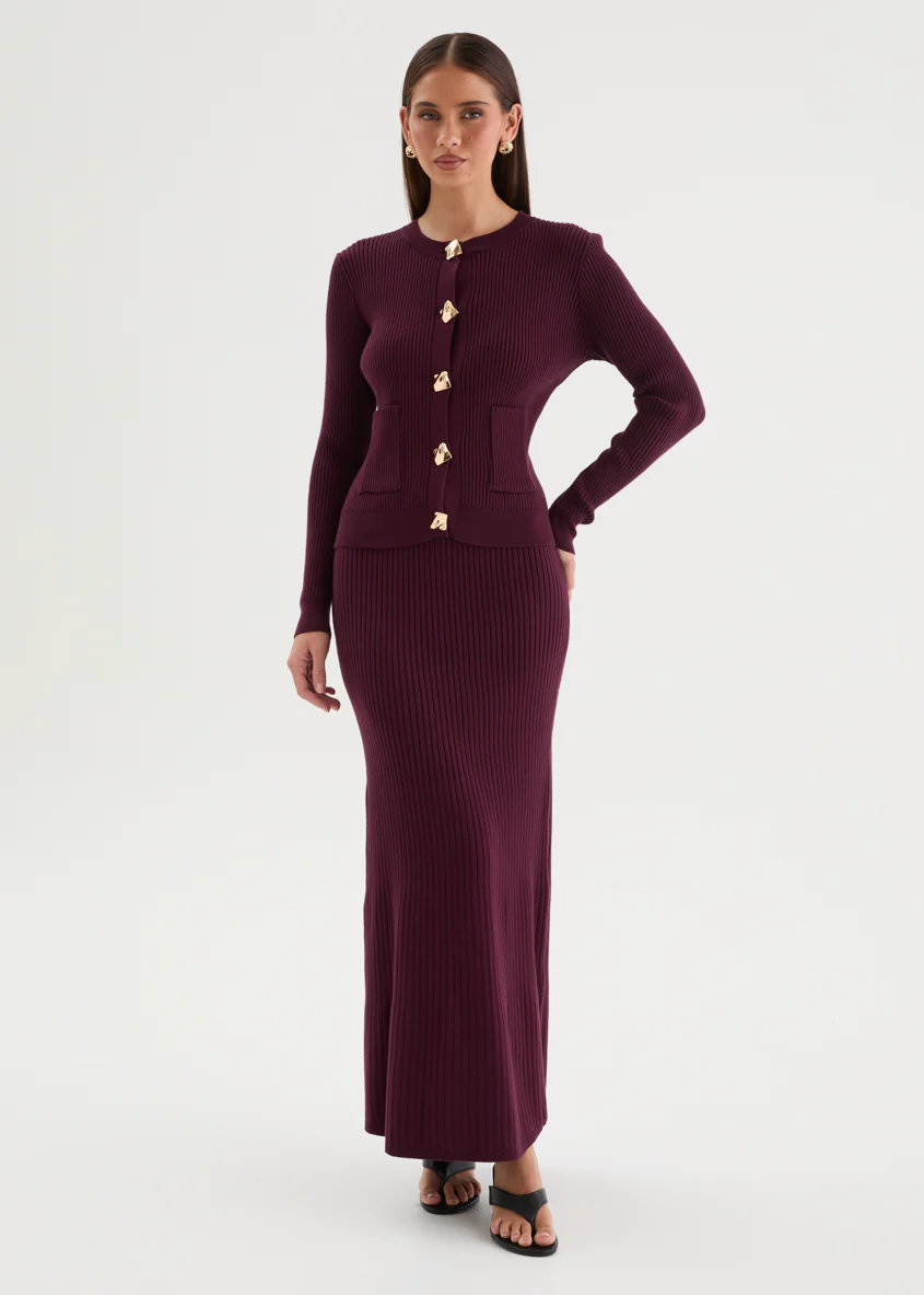 Zanah Knit Cardigan - Plum - Image 3