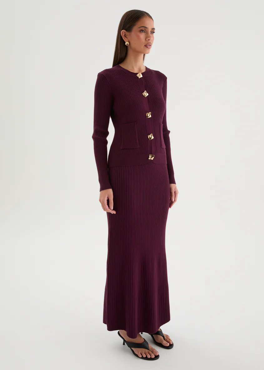 Zanah Knit Cardigan - Plum - Image 7