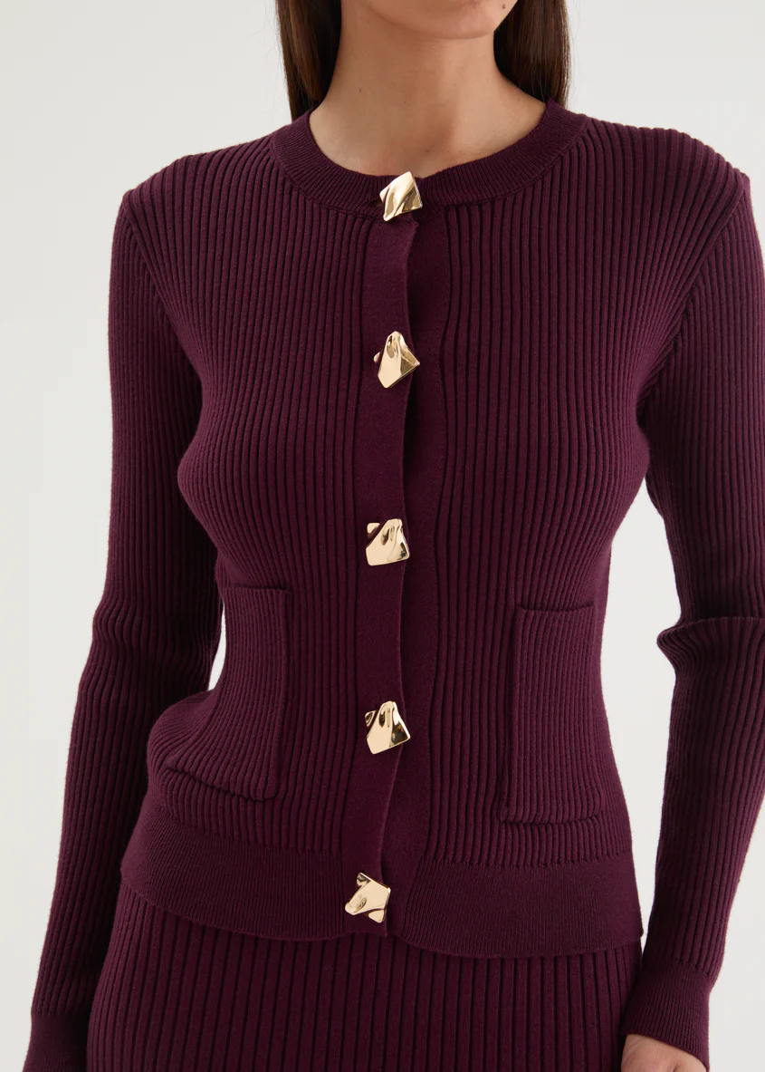 Zanah Knit Cardigan - Plum - Image 9