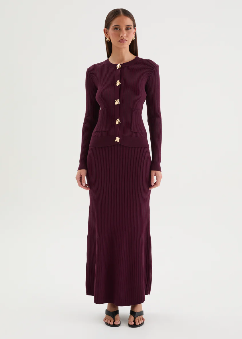 Zanah Knit Maxi Skirt - Plum