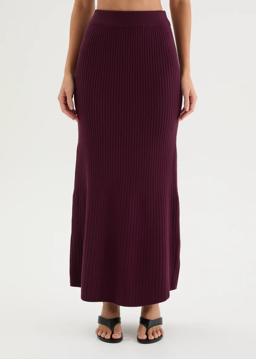 Zanah Knit Maxi Skirt - Plum - Image 6