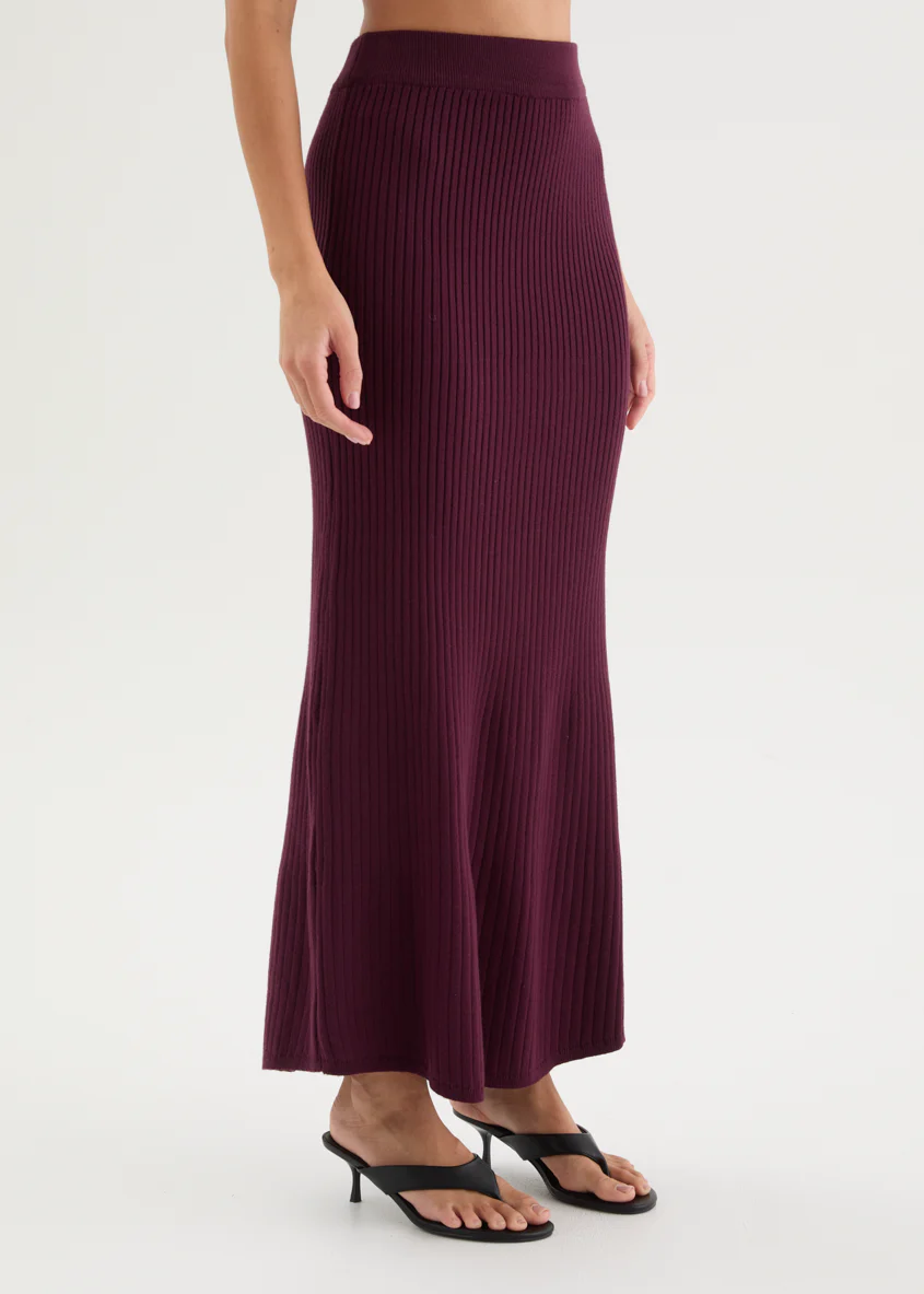 Zanah Knit Maxi Skirt - Plum - Image 7