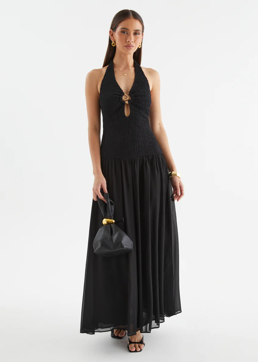 Zantali Halter Maxi Dress - Black - Image 2