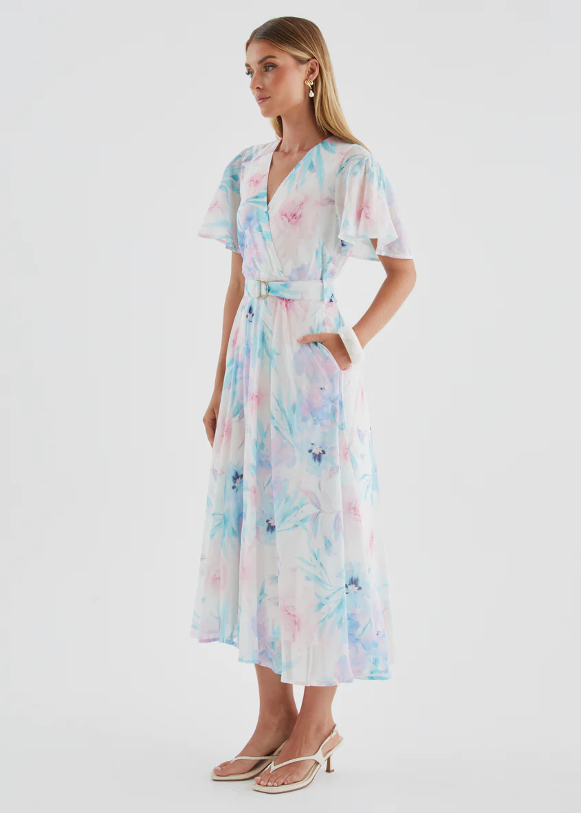 Zanzibar Midi Dress - Blue Floral - Image 4