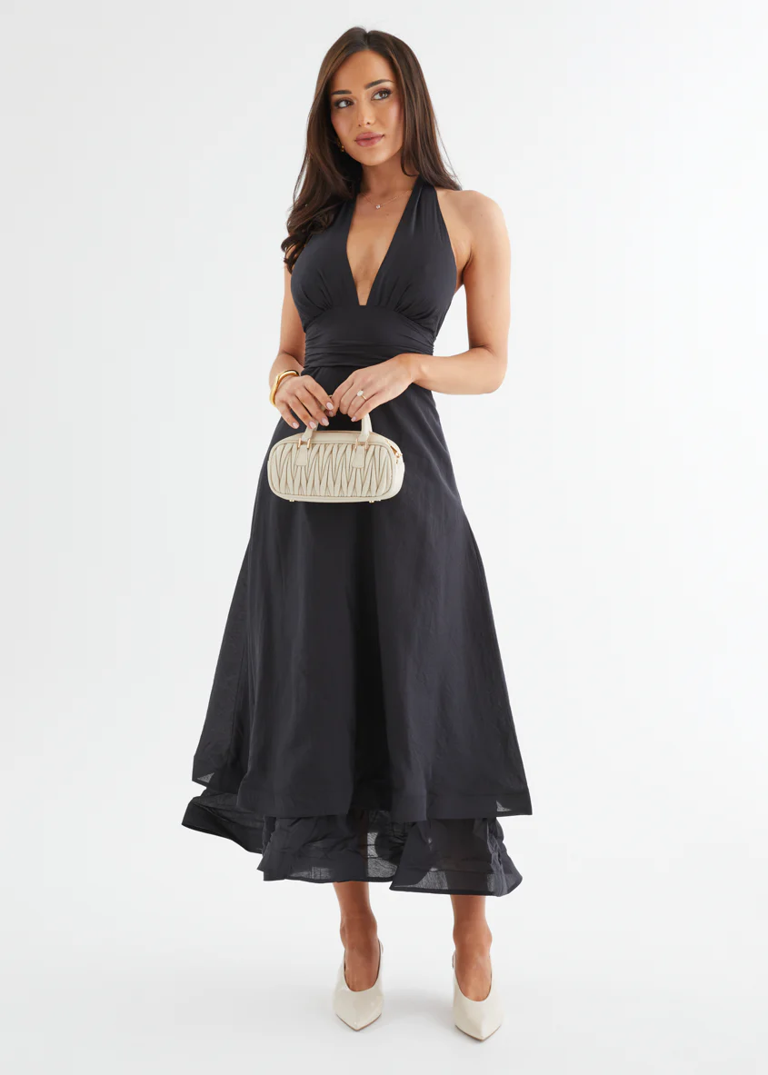 Zayde Halter Midi Dress - Black - Image 2