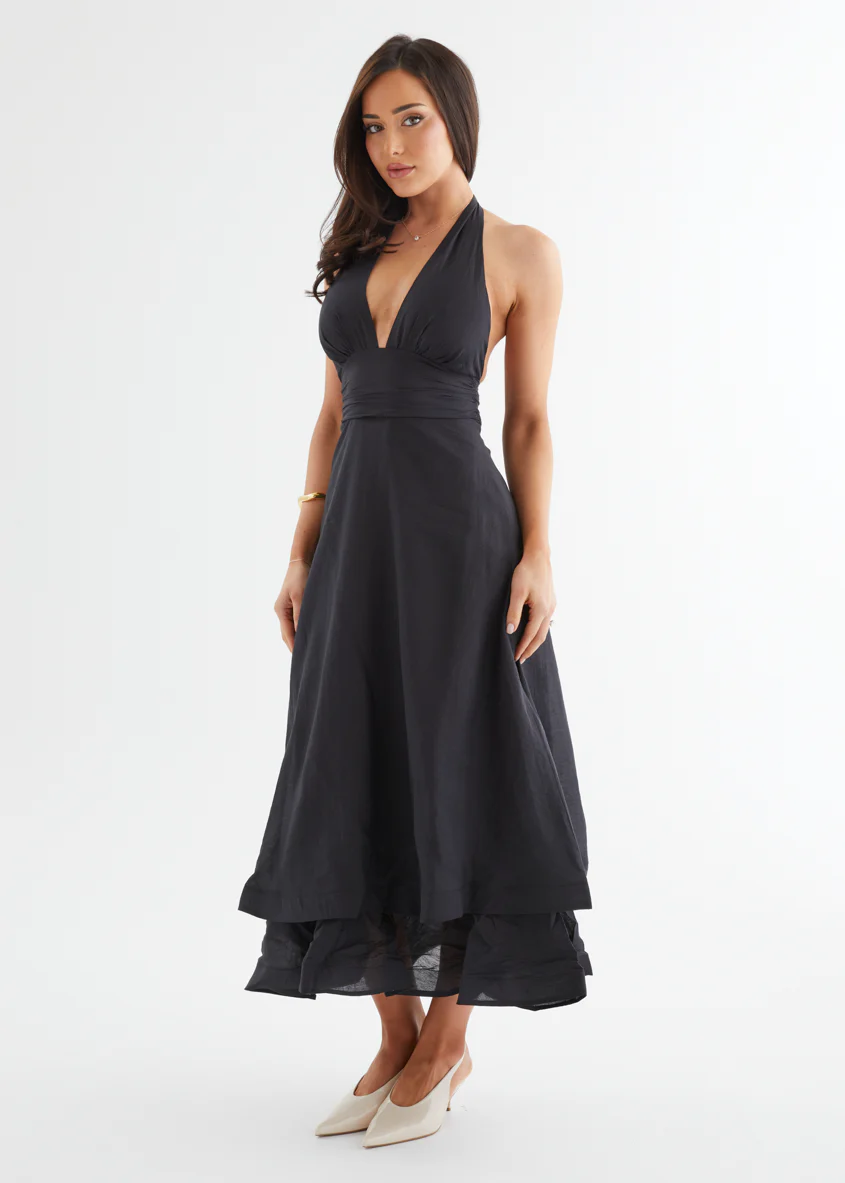 Zayde Halter Midi Dress - Black - Image 6