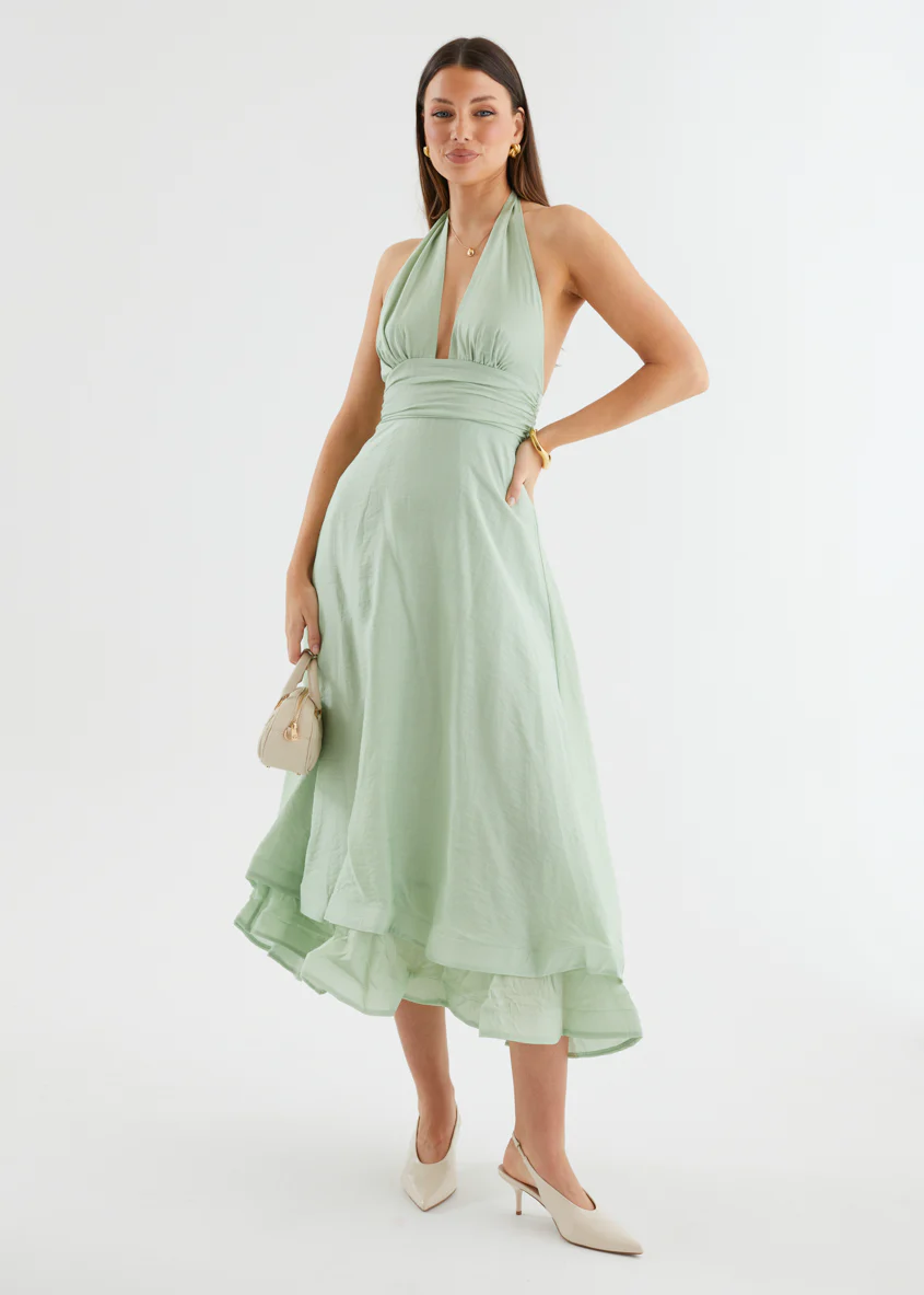 Zayde Halter Midi Dress - Mint Green - Image 2
