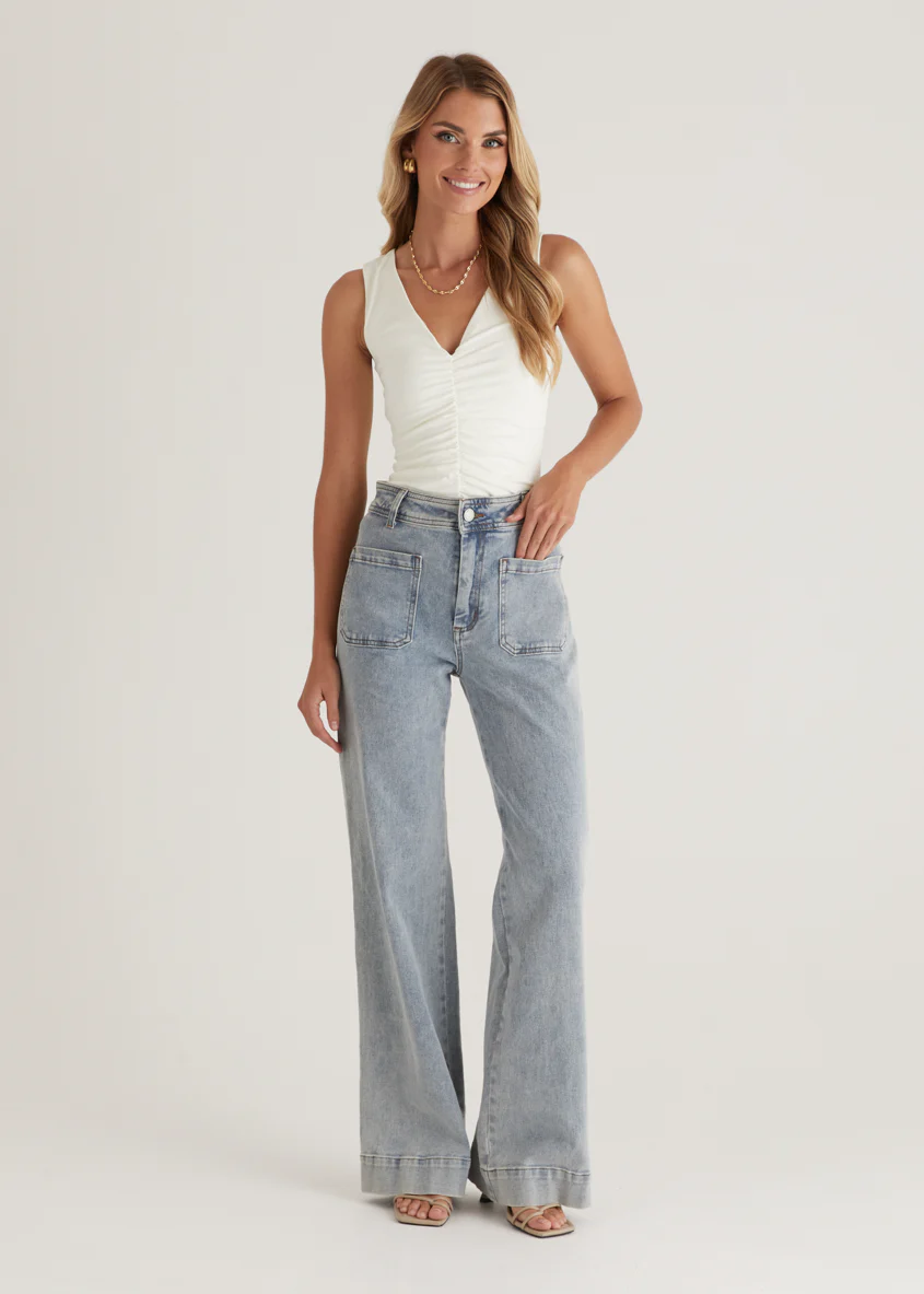 Zekroe Wide Leg Jeans - Light Blue - Image 3