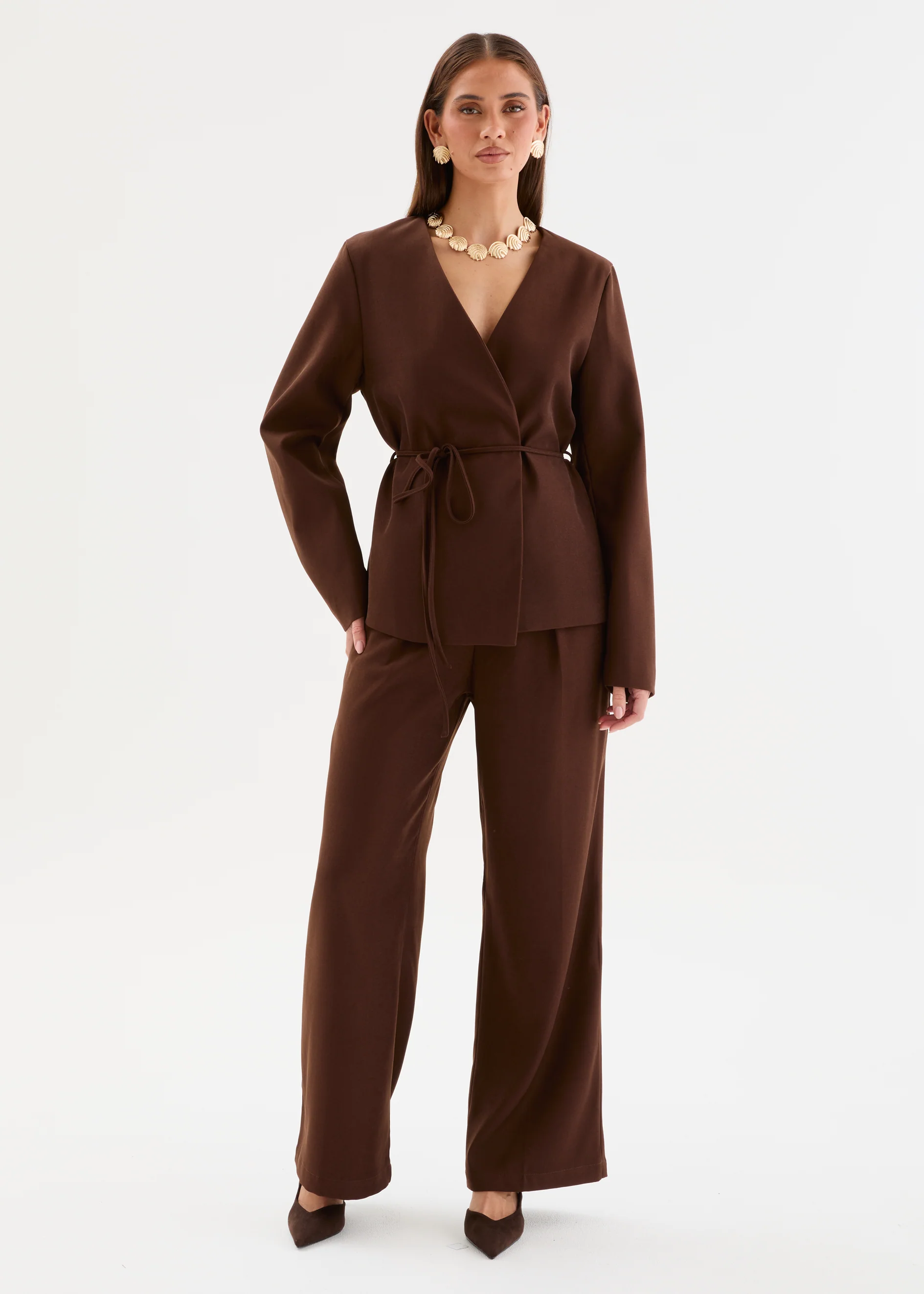 Zenya Blazer with Tie - Chocolate - Image 4