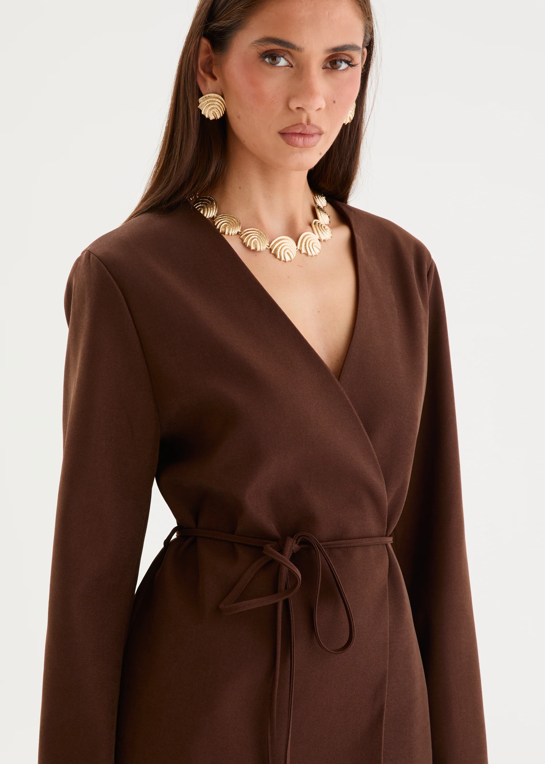 Zenya Blazer with Tie - Chocolate - Image 5