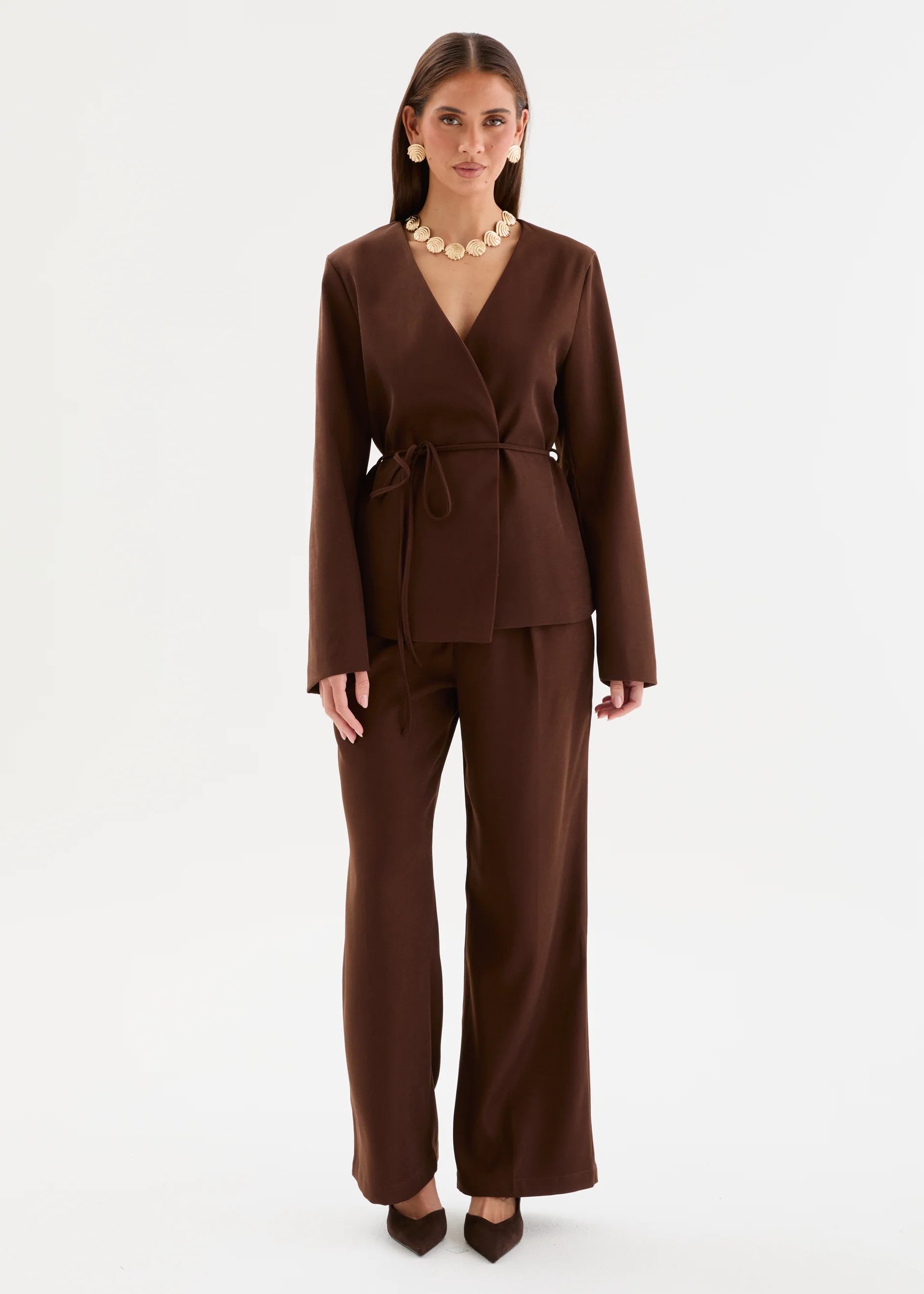 Zenya Blazer with Tie - Chocolate - Image 6