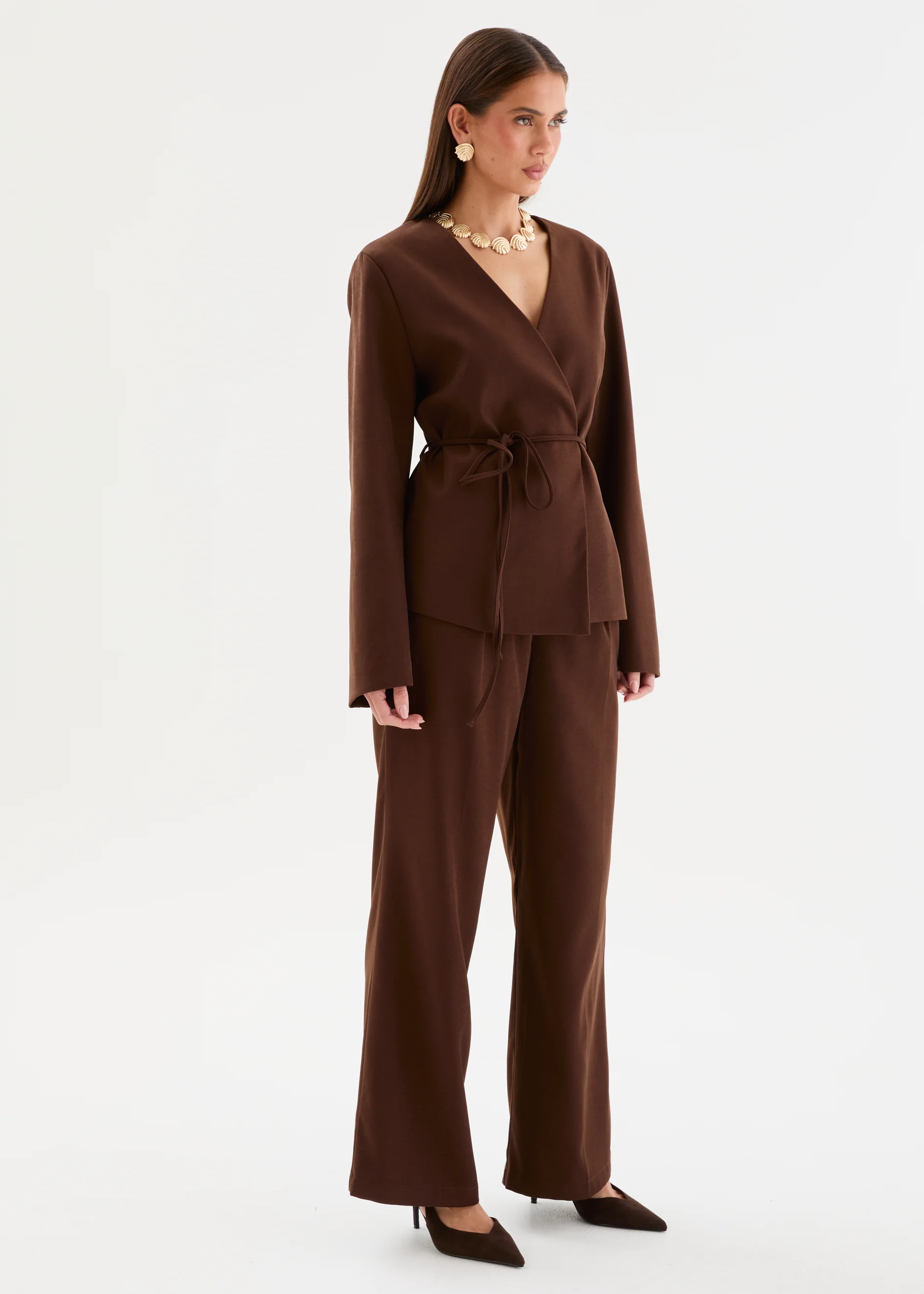 Zenya Blazer with Tie - Chocolate - Image 7