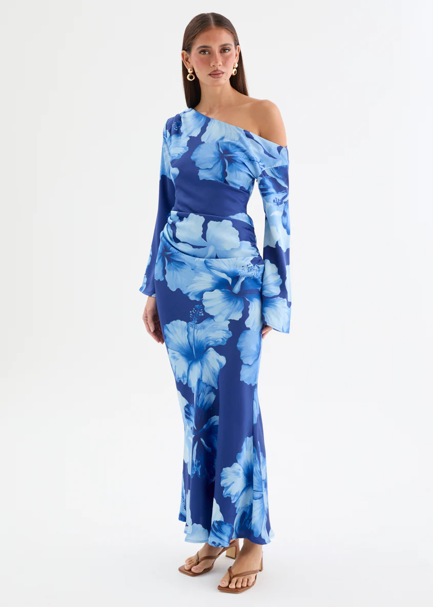 Zharah Drop Shoulder Maxi Dress - Azure Hibiscus - Image 5