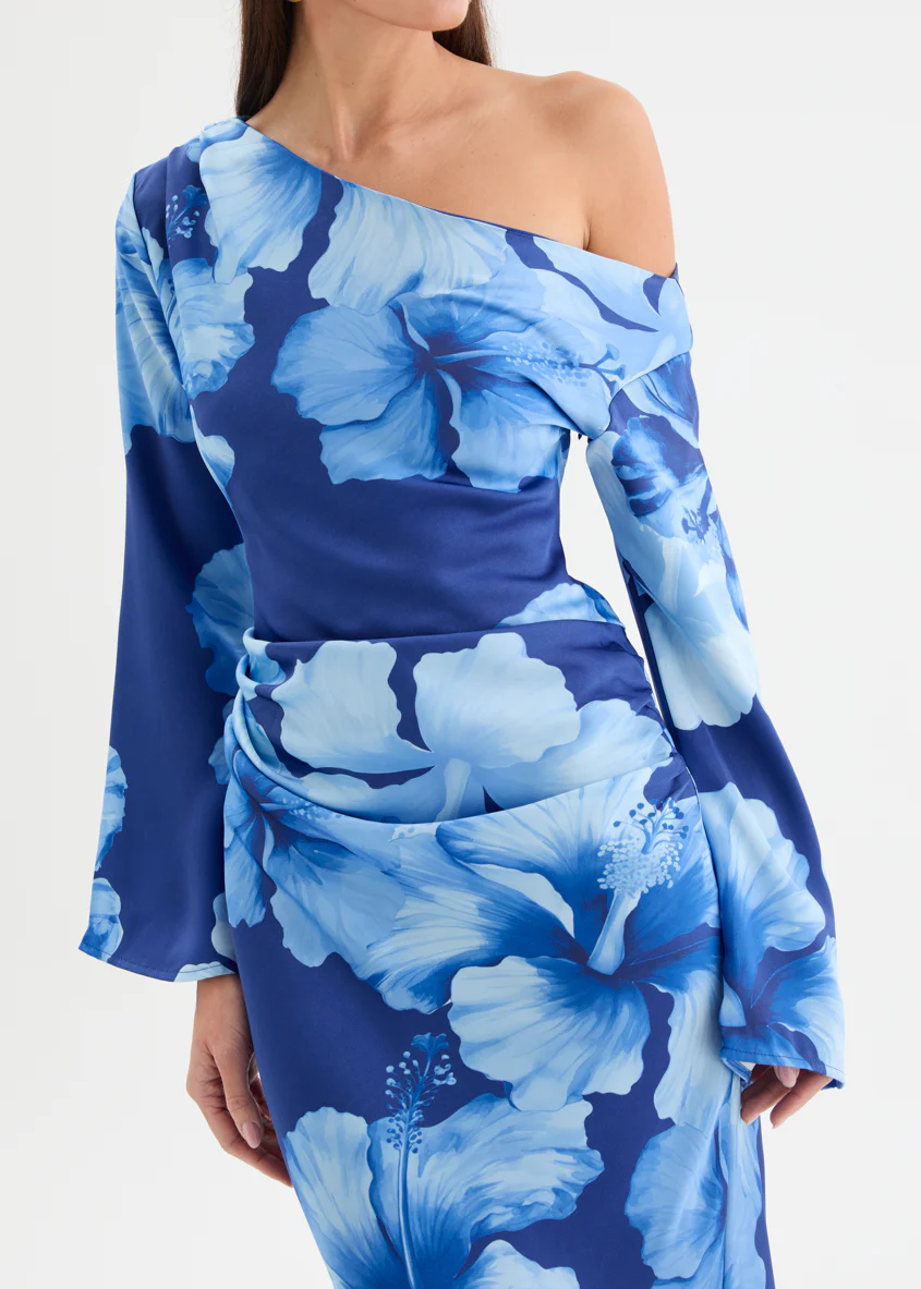 Zharah Drop Shoulder Maxi Dress - Azure Hibiscus - Image 7